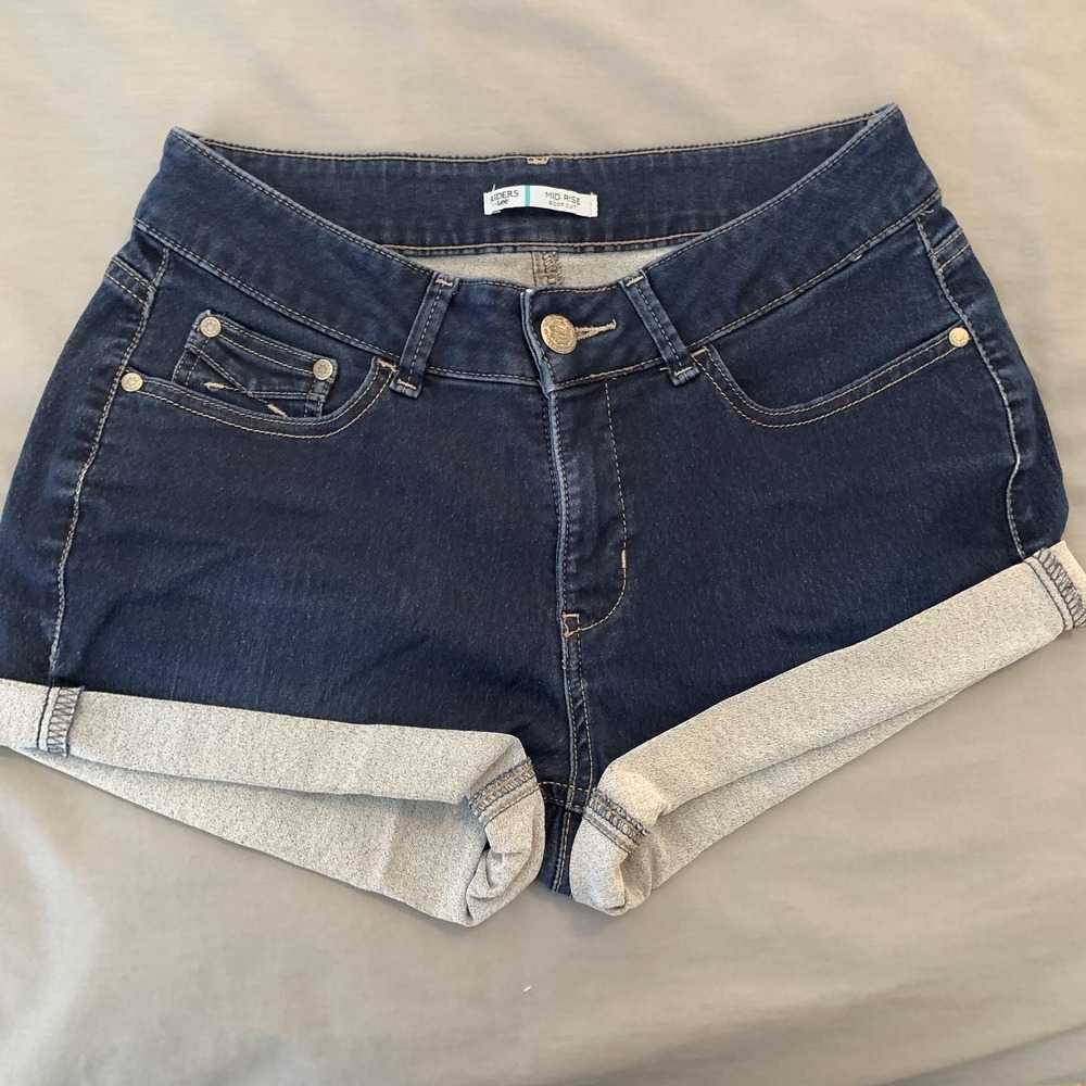 Riders By Lee Shorts Womens 29 Blue Denim Mid Rise Cutoff Cuffed Rolled Hem